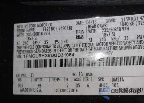 2013 Ford Escape Sel z USA, uszkodzony, nr VIN 1FMCU9HX6DUD31084